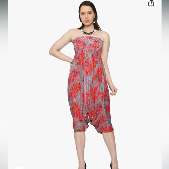 Harem Pants Womens OS Hippie Yoga Handmade Lounge Pants Romper Jumpsuit B3 - Picture 6 of 8